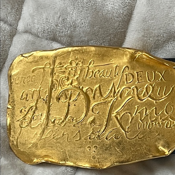 Donna Karan Black and Gold Statement Belt vintage rare 2 piece - Picture 8 of 11